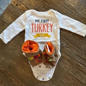 Carters “My First Turkey Day” Onesie and booties